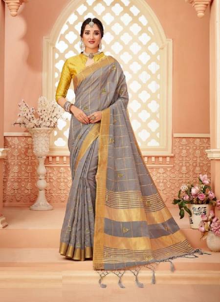Gray Colour Aradhana Stylewell New Latest Designer Ethnic Wear Cotton Saree Collection 794